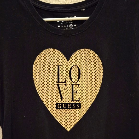 Guess Tshirt Size Xl Heart Gold - Picture 1 of 3